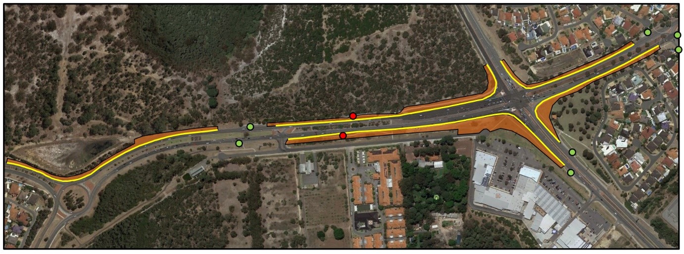 Diagram/map of wanneroo rd and joondalup drive intersection
