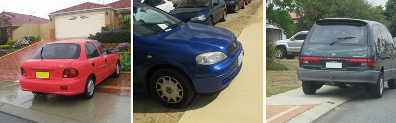 Cars parked on footpaths