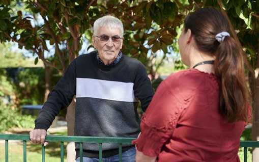 Senior having a conversation