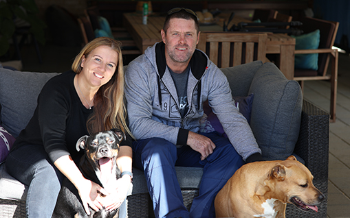 Couple with their dogs