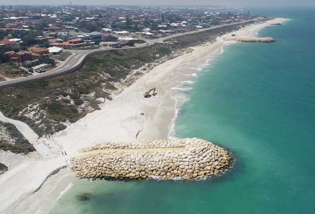 Aerial photo of Quinns Beach works
