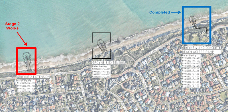 Map Quinns Beach Management - Groynes