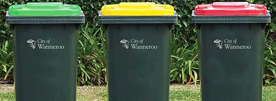 Green, yellow and red top bins.