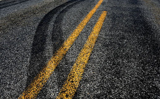 Skids marks on a road