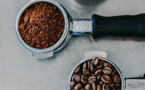 Coffee beans and powder