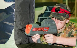 Child playing laser tag