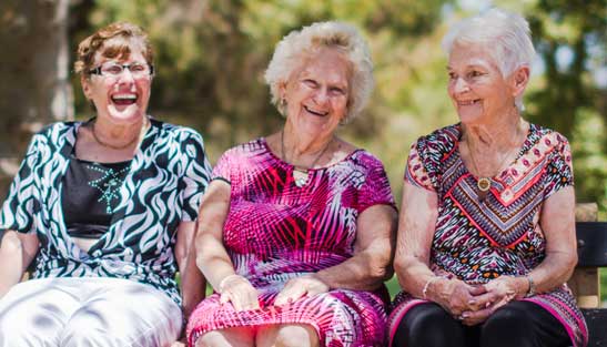 Three senior ladies talking