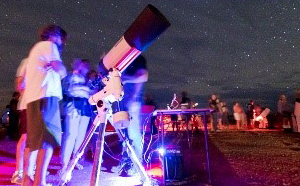 People using telescope