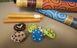 Aboriginal story stones and instruments