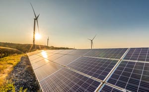 Windmill and solar panels