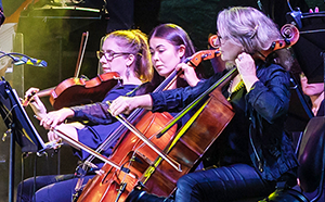 People playing instruments in an orchestra 