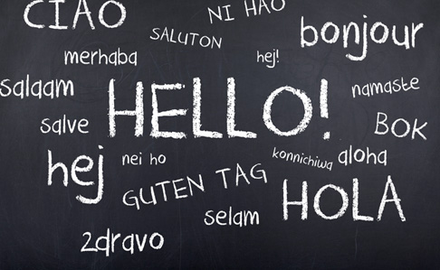 Various languages on a chalkboard