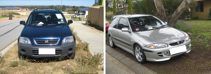 Cars parked on verges