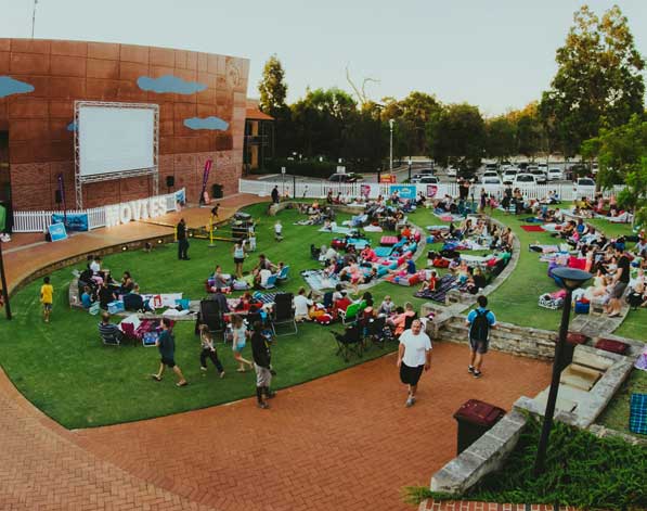 Crowd watching outdoor movies