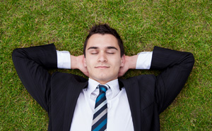 Man in suit relaxing 