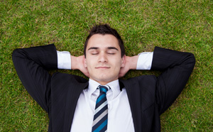 Man in suit relaxing 