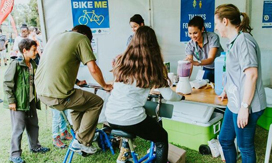 People exercising on stationary bikes