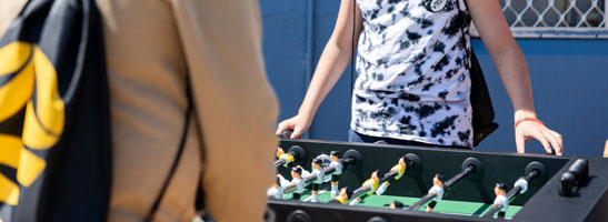 People playing table football