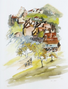 The Village, M. O’Neil. Acquired 1982, Watercolour