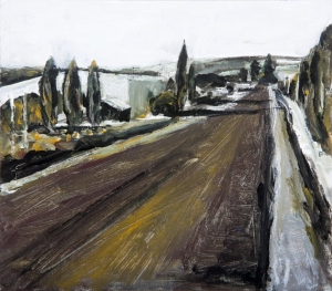 The Road Past Drago’s Shed, Lorraine Sutherland. Acquired 1998, Oil on Board