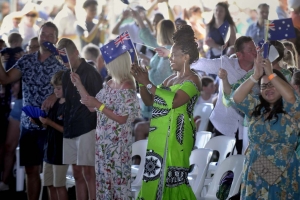New citizens celebrate at Australia Day Citizenship Ceremony, Wanneroo Showgrounds 2020