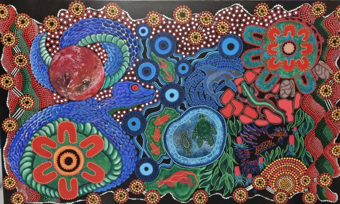 Nyitting Wanneroo, Courtney Hill. Acquired 2021. Acrylic.