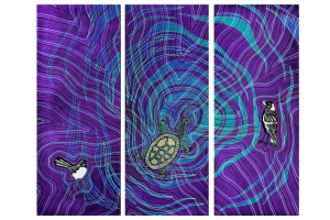 Dordaak Kepup Place of Living Waters, Peter Farmer Jnr and Peter Farmer Snr Peter Farmer Designs, acquired 2023, acrylic on canvas.
